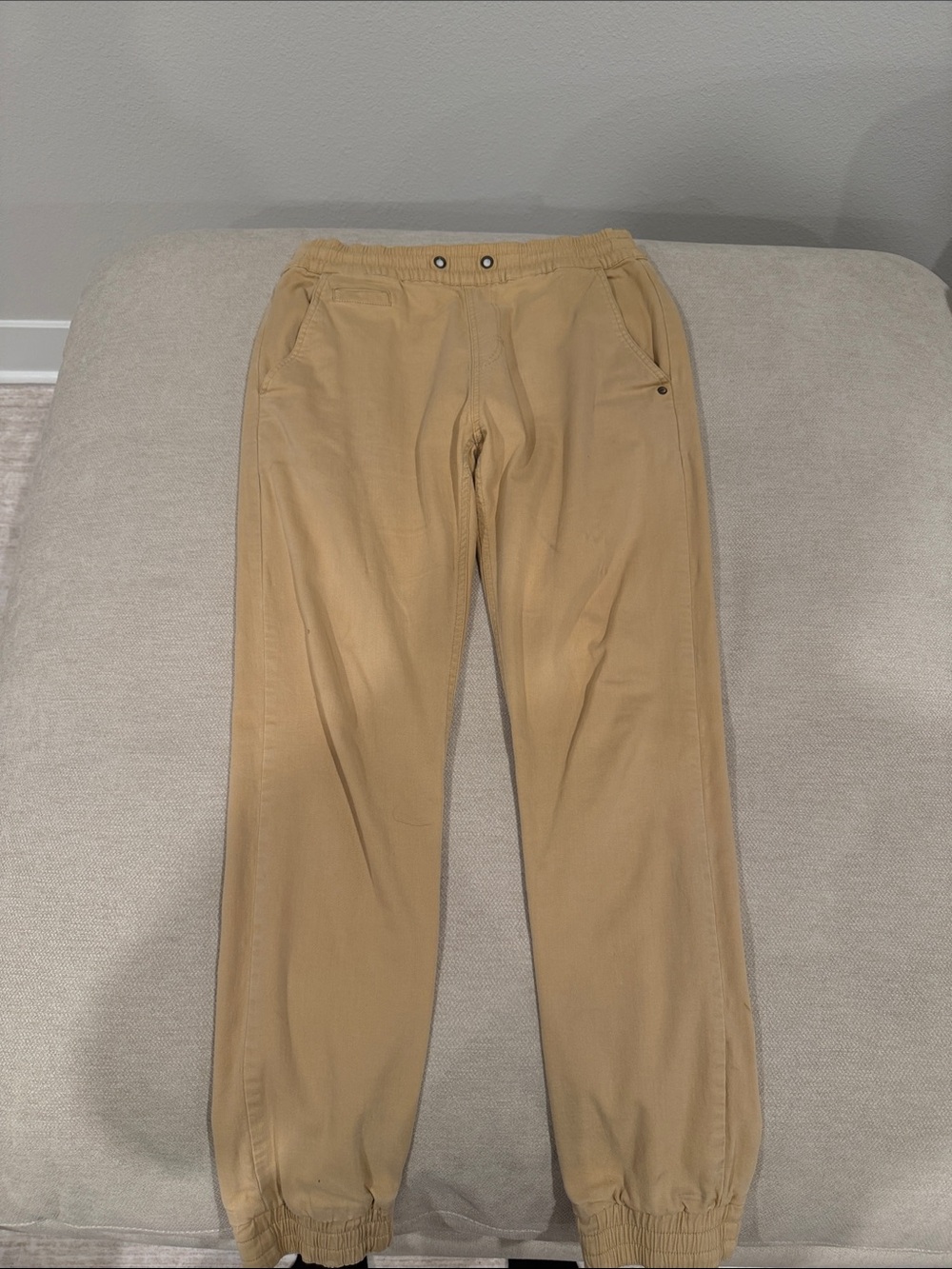Men's Tan Jogger Pants - Casual Elastic Waist